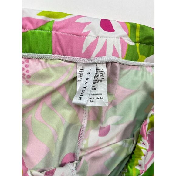 Trina Turk Swim La Palma Pant Green Pink Floral Coverup Wide Leg Pant Size Small - Picture 5 of 9